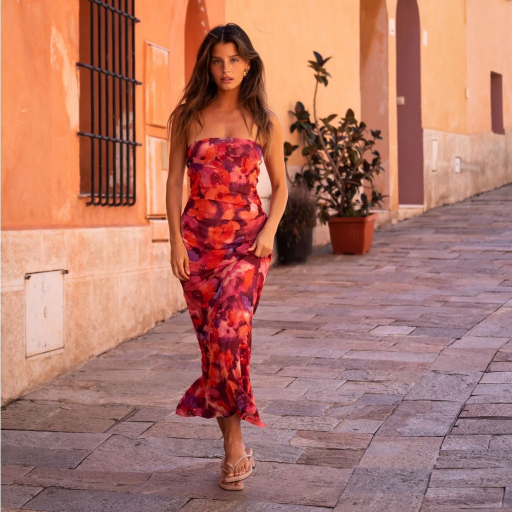 12th Tribe Floral Strapless Dress